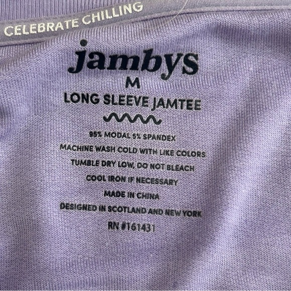 Jambys Pajama Set Lavender Leopard Long Sleeve Crew Top & Pants Unisex Medium - Picture 6 of 8